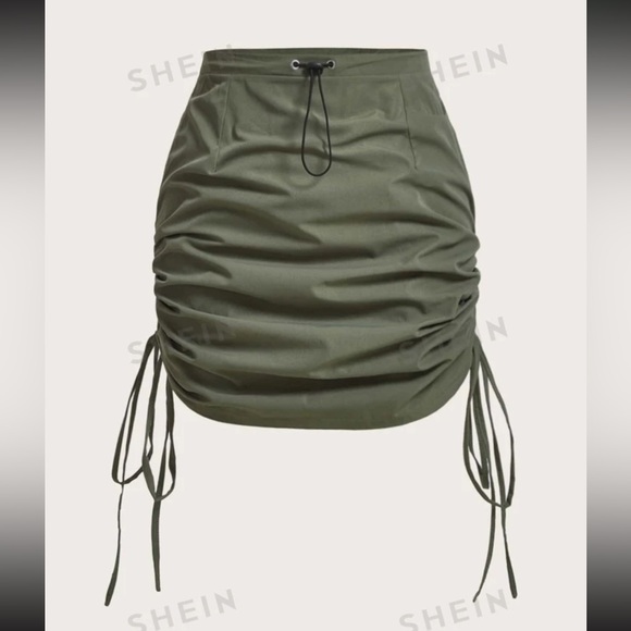 Plus Gorpcore Drawstring Waist Ruched Tie Side Skirt - Picture 1 of 4
